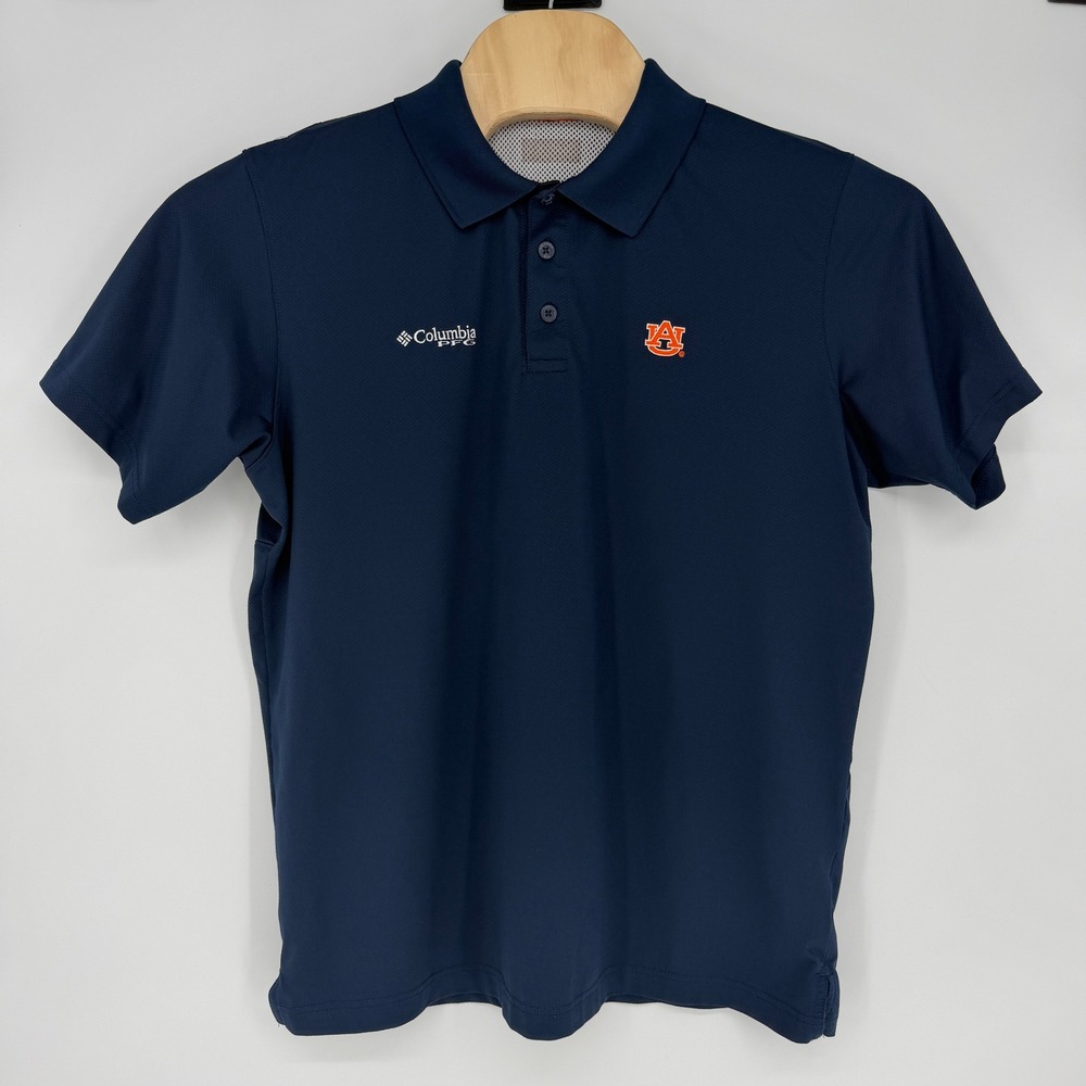 Columbia PFG Auburn Tigers Polo Shirt Mens Navy Blue Omni-Shade Fishing L